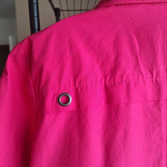 Chicos Womens Coat Long Sleeve Short Trench Style Pink Canvas Cotton Fall XL - Picture 3 of 8